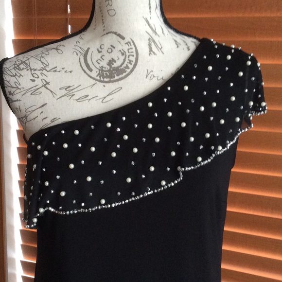 NWT MSK Pearl Embellished One Shoulder Dress - Picture 5 of 7